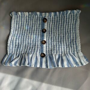 Forever 21 - Blue and White Striped Tube Top with Buttons